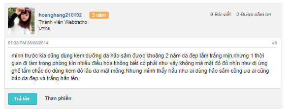 đánh giá kem trị mụn hảo sâm