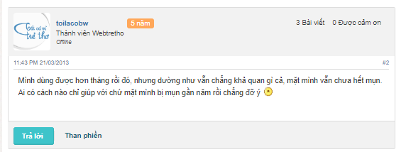 đánh giá kem trị mụn hảo sâm