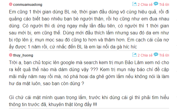 kem trị mụn bảo lâm có tốt không