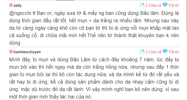 kem trị mụn bảo lâm và đánh giá