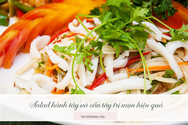 món ăn trị mụn salad hành tây cần tây