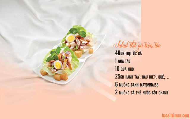 salad thịt gà trộn táo món ăn trị mụn