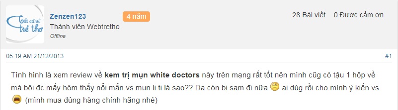 Review về kem trị mụn White Doctor Acne Pro