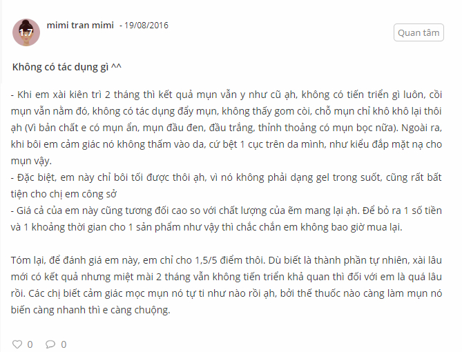 phản hồi kem trị mụn Botani