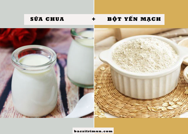 cách trị mụn bằng sữa chua và bột yến mạch