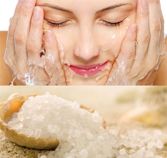 Rửa mặt bằng nước muối pha loãng trị mụn