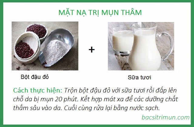 Mặt nạ trị mụn thâm từ bột đậu đỏ và sữa tươi