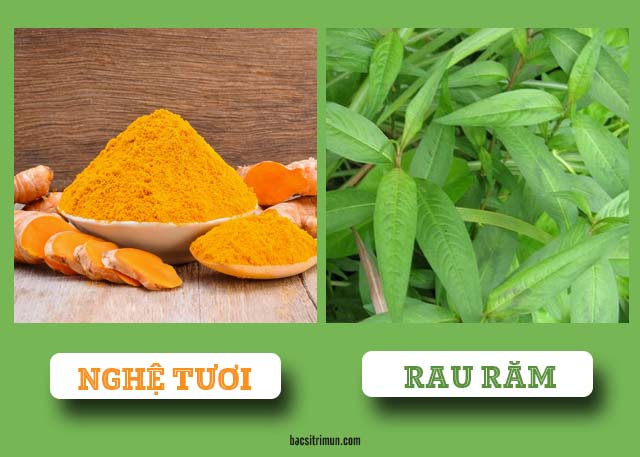 mặt nạ trị mụn cám bằng nghệ tươi và rau răm