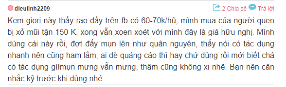 review về kem trị mụn giori