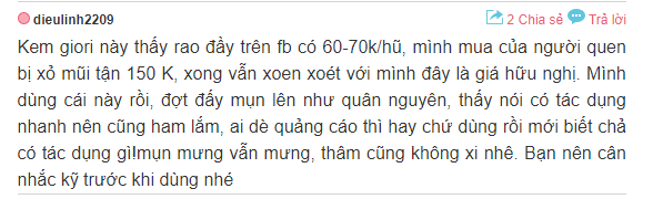 review về kem trị mụn giori 