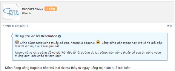 review thuốc giải độc trị mụn Boganic