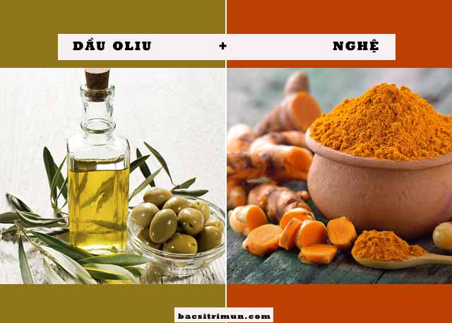 nghệ và dầu oliu trị mụn
