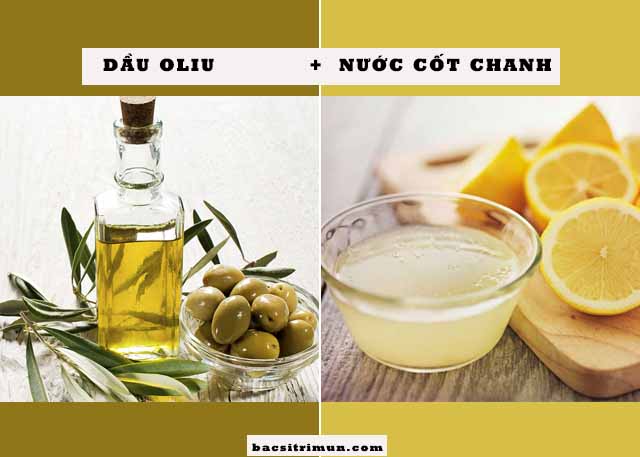 nước cốt chanh và dầu oliu trị mụn 