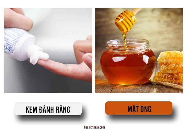 trị mụn bằng kem đánh răng và mật ong