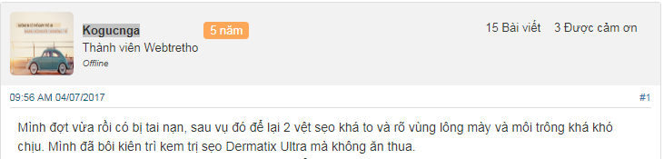 đánh giá kem trị sẹo Dermatix Ultra