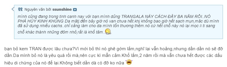 review kem trị mụn Trangala