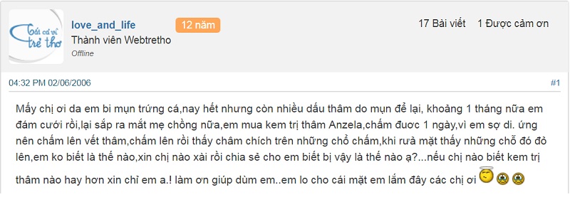  review kem trị thâm mụn Anzela