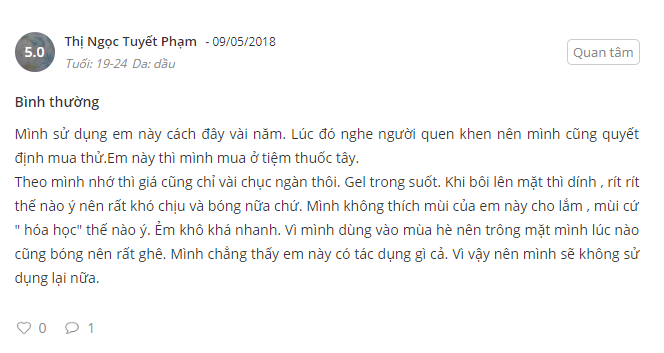 phản hồi về kem trị mụn erossan