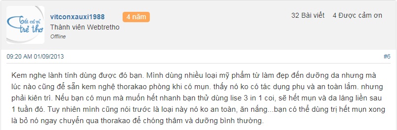 Review kem trị mụn Thorakao