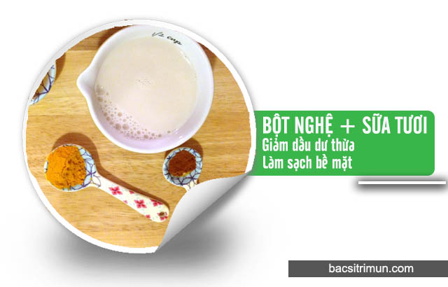 Bột nghệ và sữa tươi trị mụn cho da dầu