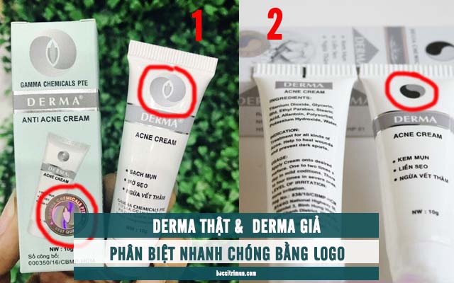 phân biệt kem trị mụn derma hàng thật