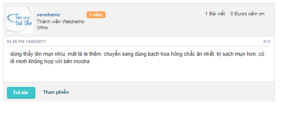 đánh giá kem trị mụn đông y mocha