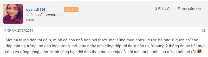 Review về cách chữa mụn bằng lòng trắng trứng gà