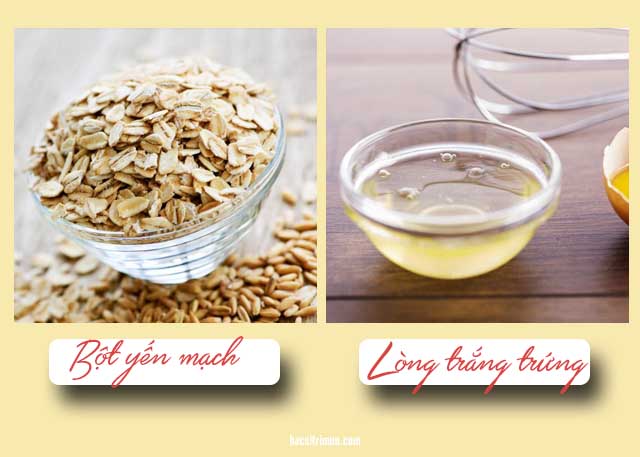 trị mụn đầu đen bằng bột yến mạch và lòng trắng trứng