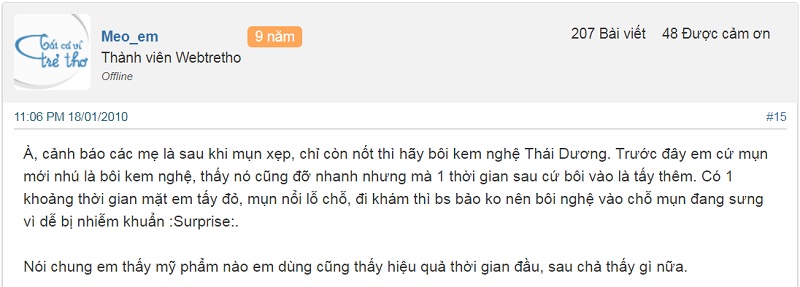 Review kem nghệ thái dương trị thâm